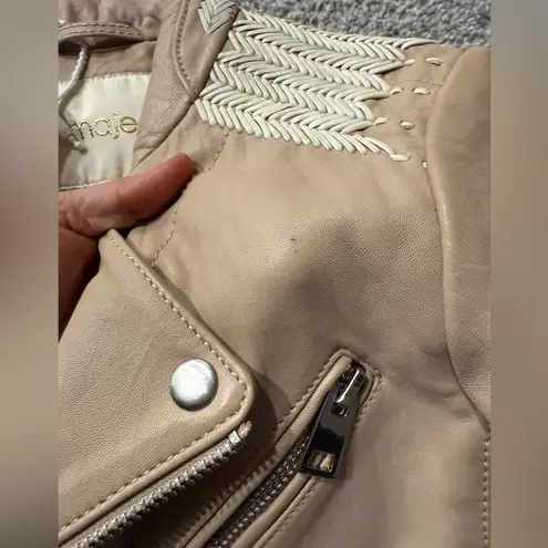 Maje Leather Moto Nude/Rose Poudre Jacket E15VICKY in size 36 (S)