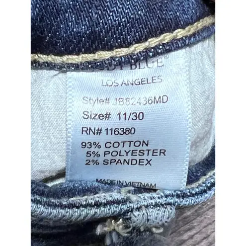 Judy Blue Distressed Straight Leg Blue Jeans Womens Size 11/30 Denim Raw Hem