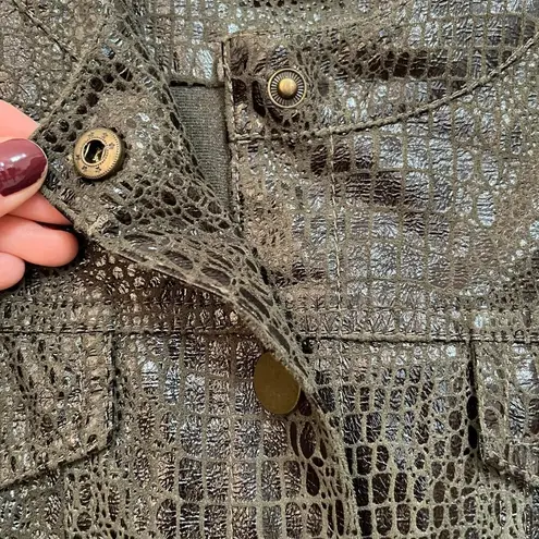 Ruby Rd. Faux Alligator Moto Jacket Snap Button Front