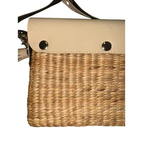 Sea And Grass Crossbody Basket Weave Purse with Tassel Charm Tan Tan