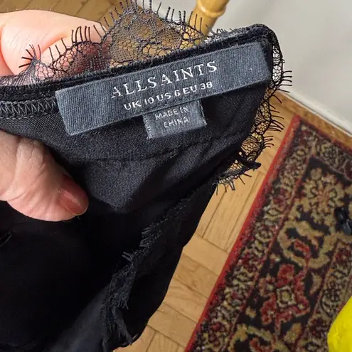 All Saints Black Noa Velvet Lace Trim Camisole