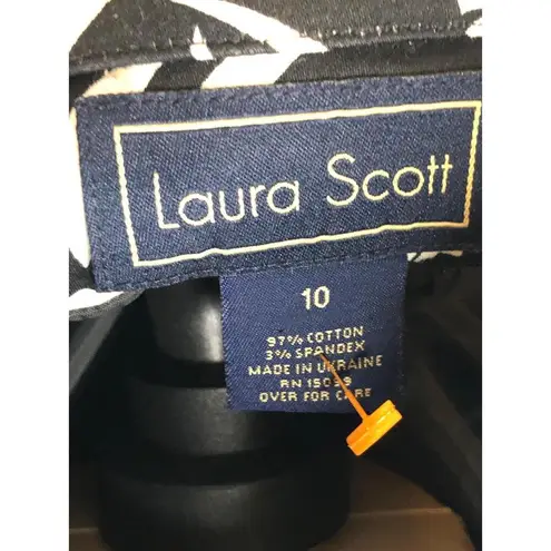 Laura Scott Black White Floral Button Casual Jacket Womens Size 10