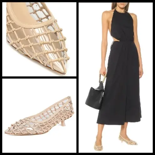 Cult Gaia ππ Kenny Pump Mule ~ Pointed Toe Basket Weave Leather Sand EU 41 NWT