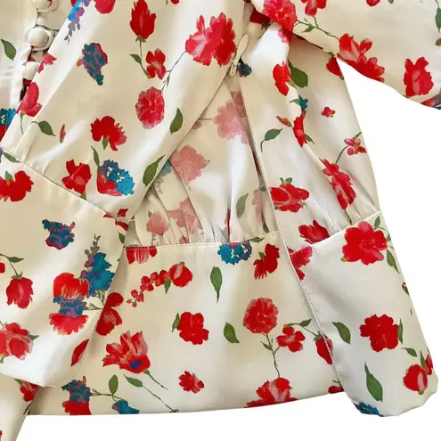 The Kooples Country Flowers Puff Sleeve Crop Top Blouse