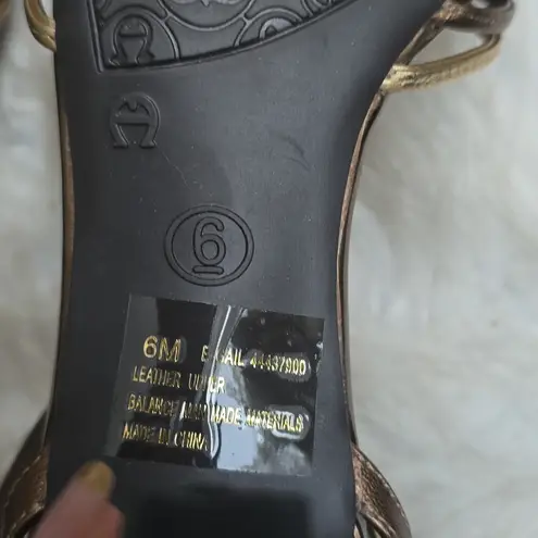 Etienne Aigner bronze metallic strappy sandals vintage glam heels chic evening 6