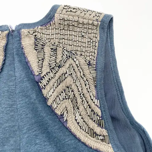 Anthropologie Chloe Oliver Womens Dress XS Boho Beaded Linen Festival Indie Retro Fairy Grunge