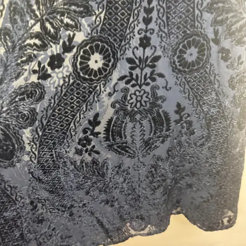 Black Burnout Velvet Floral Dress Halter Witchy WhimsiGoth Spaghetti Straps Boho Size M