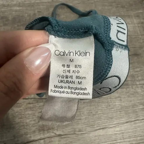 Calvin Klein Calvin‎ Klein Motive Cotton Lightly Lined Bralette Bra Women's M Emerald Green - Image 4