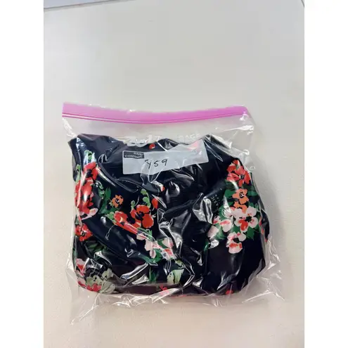 Zara Basic Floral Bomber Jacket Size XS Navy Blue Orange Green Flowers