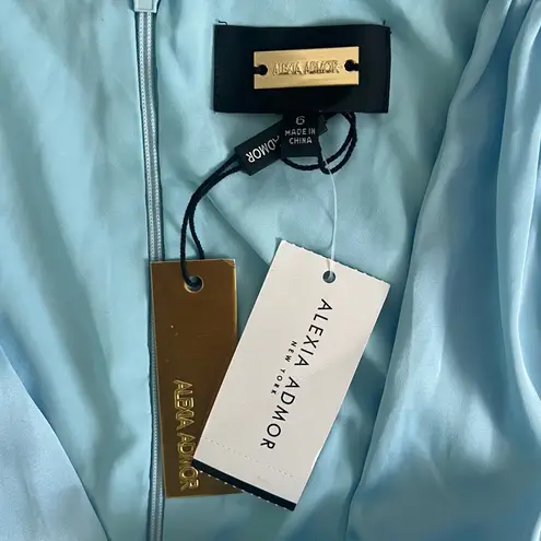 Alexia Admor NWT Lorelei Halogen Blue Satin Button Midi Dress