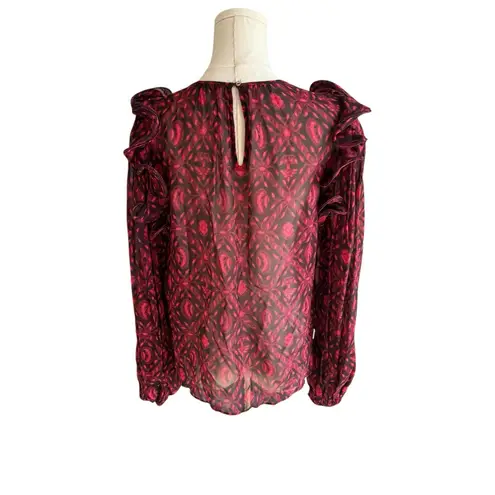 Ulla Johnson - Medine Sheer Ruffle Blouse in Fuchsia Sz 4
