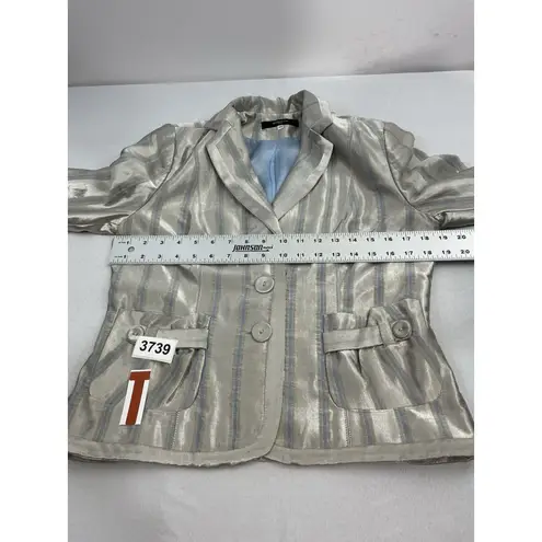 Brighton Womans  Size Eu 42 (us 12) Gray Blue Button Down Lined Blazer - Image 6