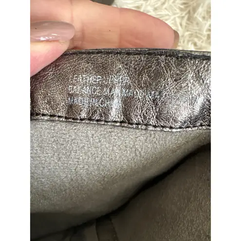 Born Women's Leather Knee High Boots Metallic Silver Block Heel Side Zip Sz 6.5