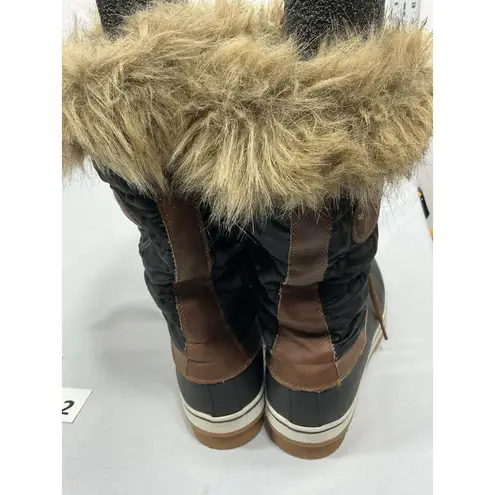 Womans Aleader Midcalf Lined Winter Boots 9 Black Brown Lace Up Quilted NWOT