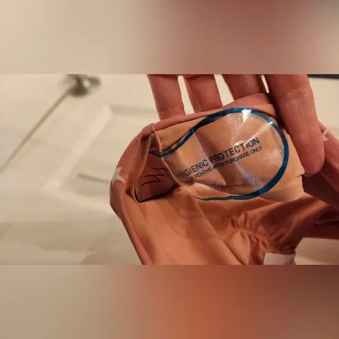 WET Swimwear LA Rose Stars One Piece Back Tie Swimsuit Pink & White Size Small