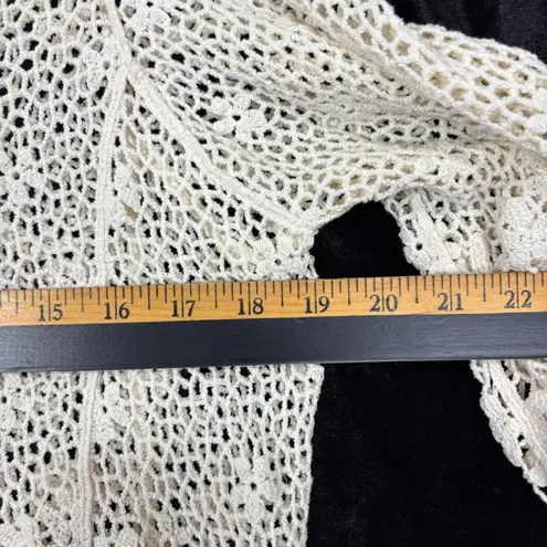 Flower Crochet Top Womens OSFM Ivory 3/4 Sleeve Boho Festival Fairy Beachy Party Size undefined