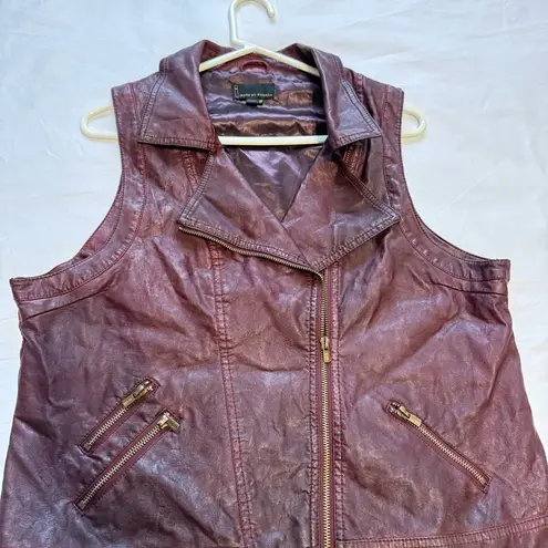 Burgundy Faux Leather Biker Vest iJeans by Buffalo XL – Chic & Edgy Red
