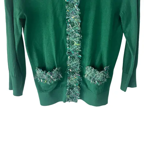 Kate Spade New York Size XS Green Old Money Kelly Green Button Cardigan Sweater