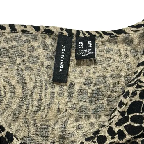VERO MODA Dress Women's XL Black Animal Print Mini Short Sleeveless Lightweight