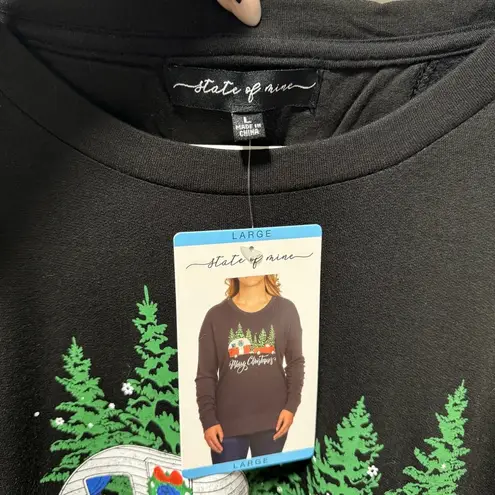 State of Mine Shirt Women Black Holiday Christmas Camper Woods Casual Top Size L