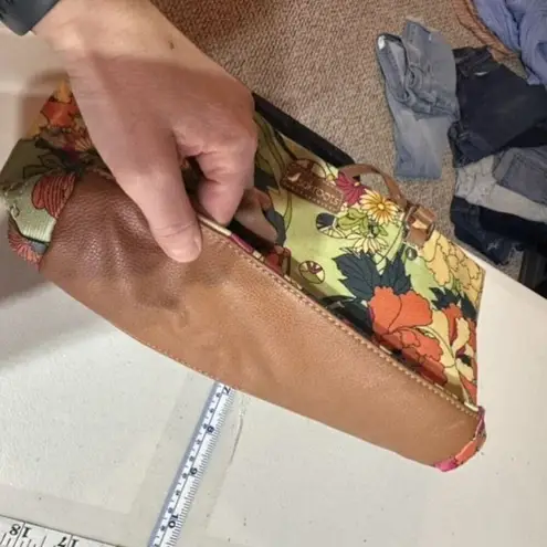 Sakroots Floral Flower Power Peace Small Satchel Tote Coated Canvas Bag green