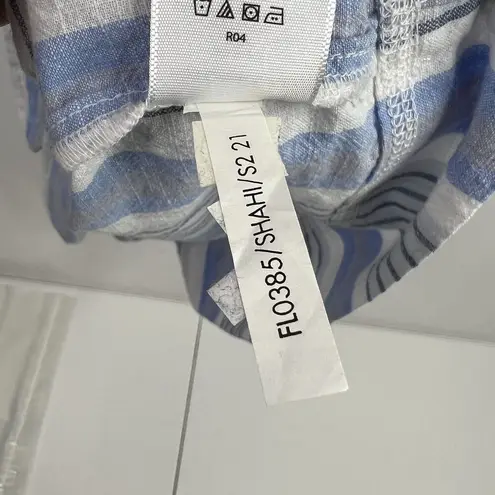 Free Assembly Size XS Shirt Dress Denim Striped Chambray Puff Sleeve V