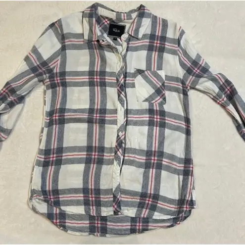 Rails Red White Blue Hunter Plaid Button Up Flannel Preppy Indie Cozy MEDIUM - Image 2