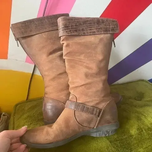 Ruffhewn Womens Leather Boots with Side Pocket! Distressed Size 9 EUC! Brown