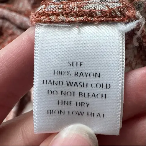 Prómesa Promesa Orange Floral Babydoll Flowy Cropped Long Sleeve