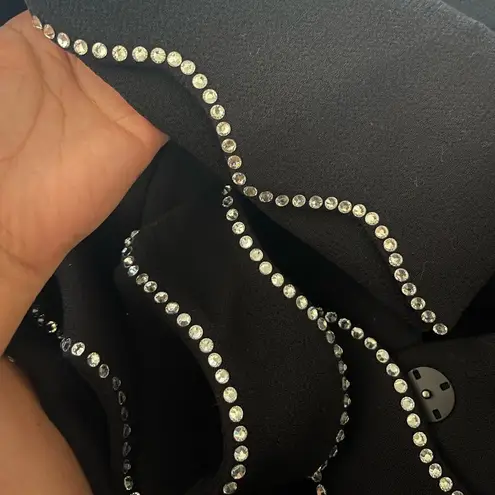 Mach & Mach COPY - Black Crystal Embellished Trim Blazer Jacket