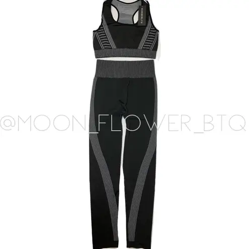 Black Gray Legging and Sports Bra Set Size undefined
