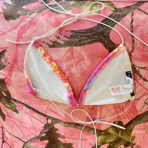 Boohoo y2k pink galaxy print bikini top 