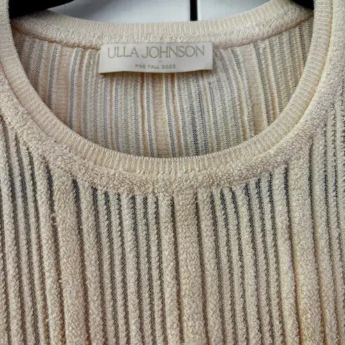 Ulla Johnson Lyana Pullover Cream Ivory Textured Rib Knit Sweater Top Size Large