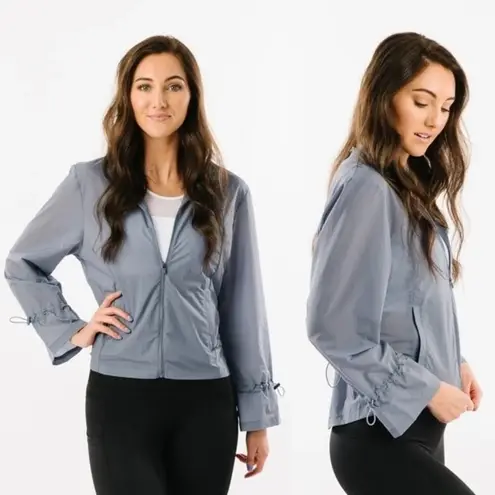 Zyia NWT Active Drawstrings Lightweight Windbreaker Blue Gray Women’s Large New