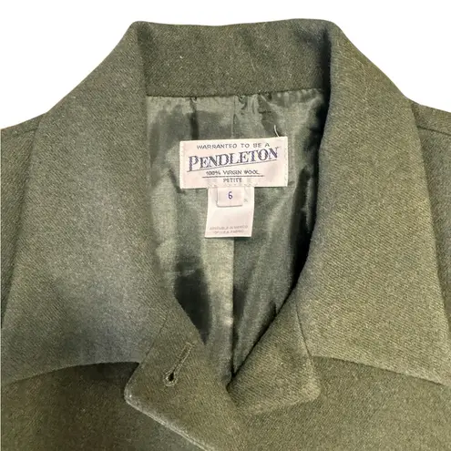 Pendleton Olive Wool Skirt Suit Set Size 6P Blazer & Size 8 Skirt 35″ Length EUC