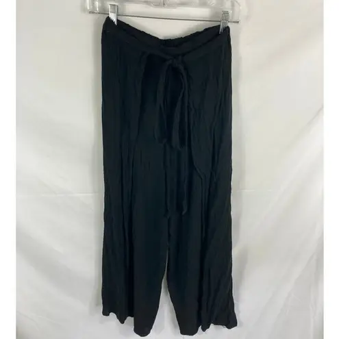 Elan  Tie front Crinkle Side Slit  Beach Pants Black Size Medium