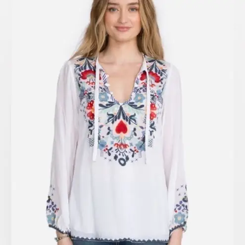 Johnny Was heavily embroidered Bisma blouse NWT