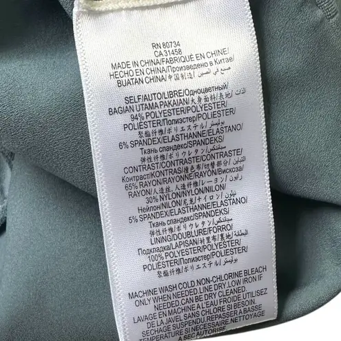 BCBG Maxazria Blue Faux Suede Cladiana Peplum Blouse Women Size Medium | 68