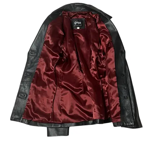 GOYA BARCELONA Black Leather Jacket Blazer Buttery Soft Lined Womens Size Medium