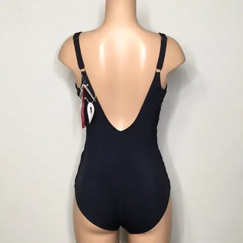 Gottex contour swimsuit with princess neckline. NWT Black Size 14
