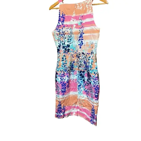 Calvin Klein  Water Color Orange Blue White Pink Purple Sleeveless Dress Size‎ 8