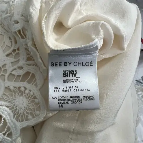 See By Chloe Tiered Lace Crochet Dress Ivory White Size 8