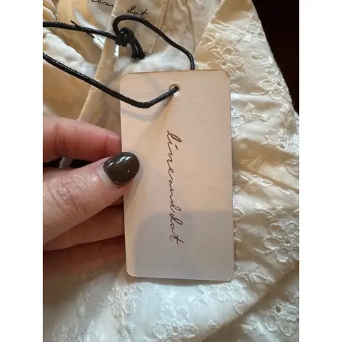 Line and Dot Dress Women Small White Eyelet Charlotte Embroidered Midi NWT Boho