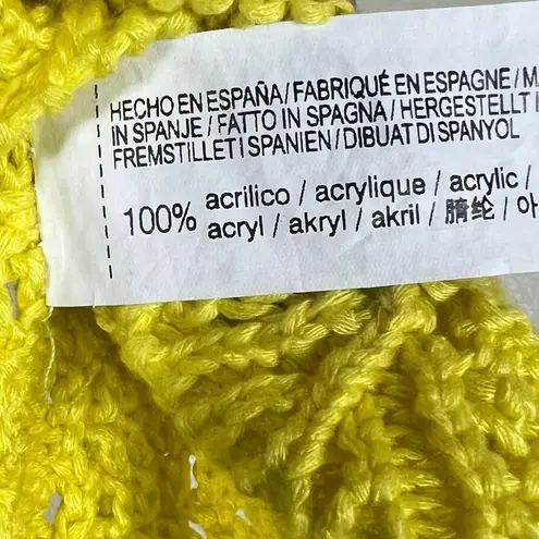 Stradivarius Tank Top Womens M Yellow Crochet Knit V-Neck Coastal Cowgirl Hippie