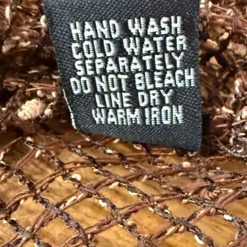 Kaktus Brown Bronze Open Knit Western Boho Cardigan Shrug Vintage Size Large