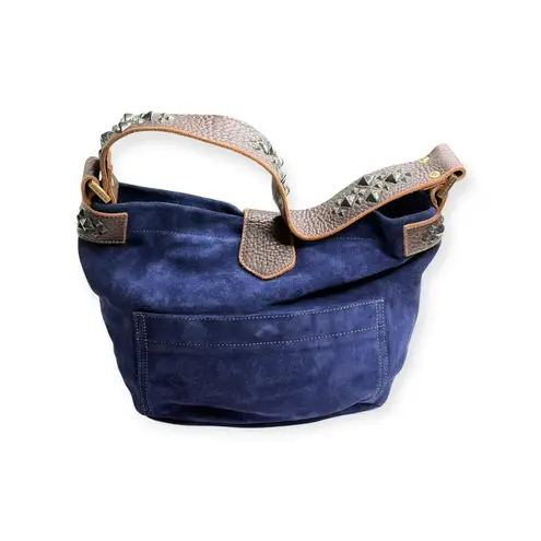 Limited Edition: Tylie ᪣ Y2K Utility Suede Hobo Bag ᪣ Pyramid Stud Strap ᪣ Blue