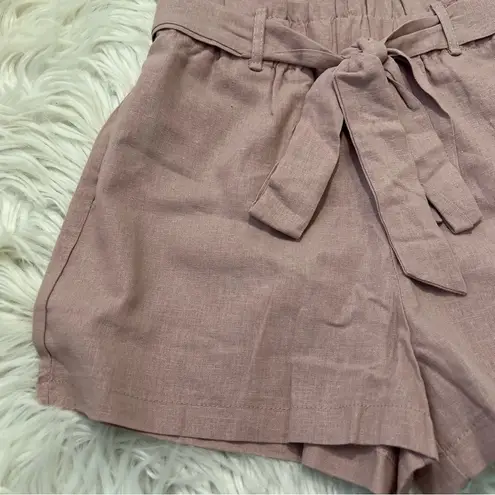 Heart & Hips High Paper Bag Waist Shorts Mauve