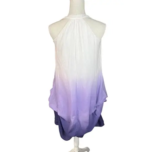 Sisley purple Ombre Bubble hem mini Dress Cotton summer sleeveless resort wear Size M