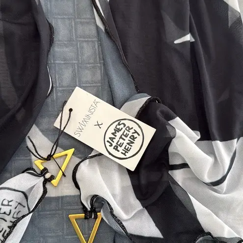 Swiminista x James Peter Henry Abstract Black White Sheer Sarong Cover