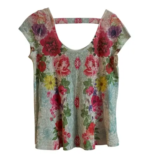 Persaya Green Relaxed Blouse with Artistic Cut-Out Size Large